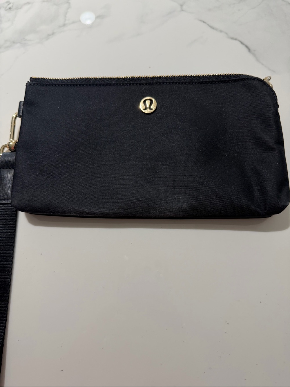 lululemon athletica Black Wristlet with Gold Logo